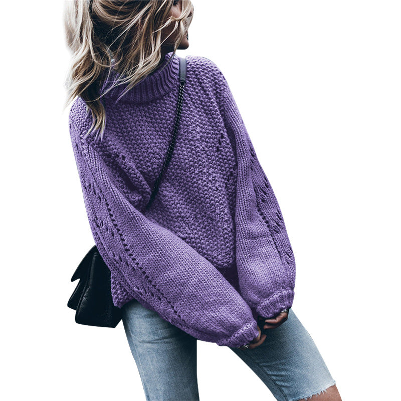 Damen Grobstrickpullover mit weitem Schnitt und modischem Rollkragen Stalluxe