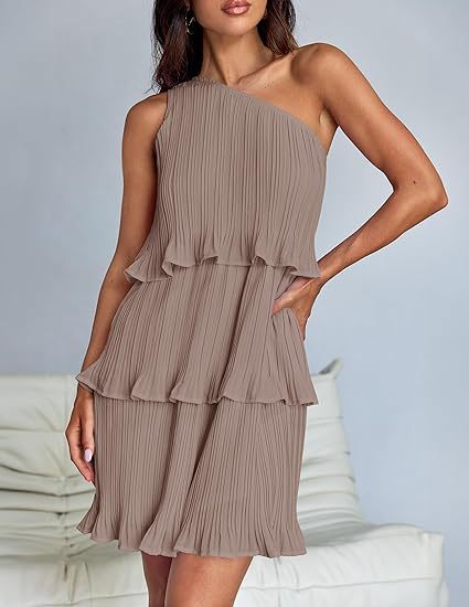 Damen asymmetrisches Flatterkleid mit Rüschendetails Stalluxe