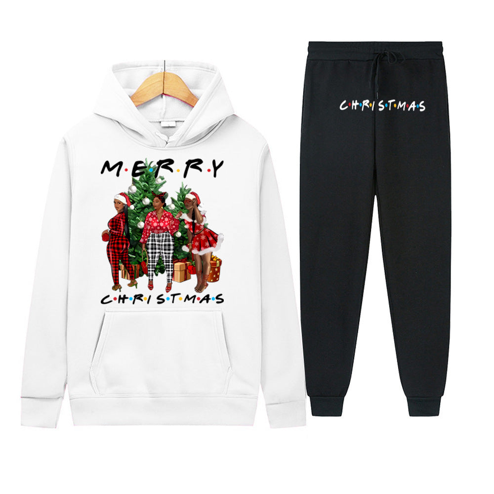 Damen Weihnachts Hoodie und Jogginghose Set mit festlichem Grafikdesign Stalluxe