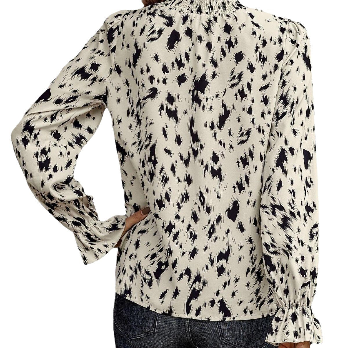 Damen Bluse mit asymmetrischem Saum und elegantem Print Stalluxe