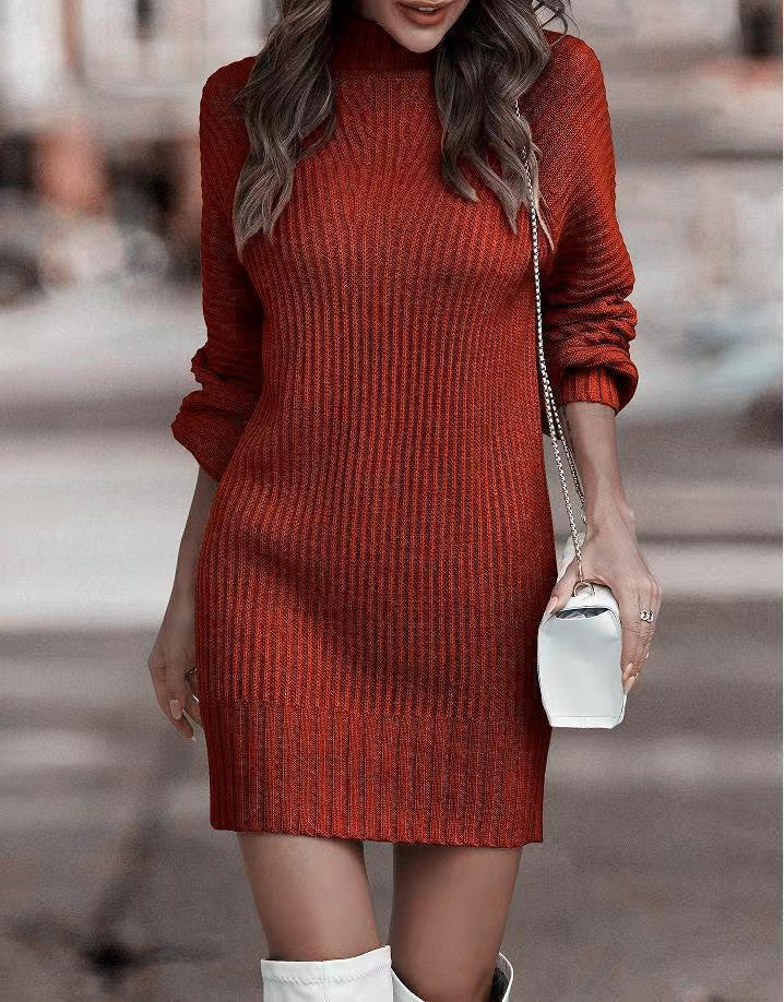 Damen Strickkleid mit weitem Rollkragen und puffärmeligen Details Stalluxe