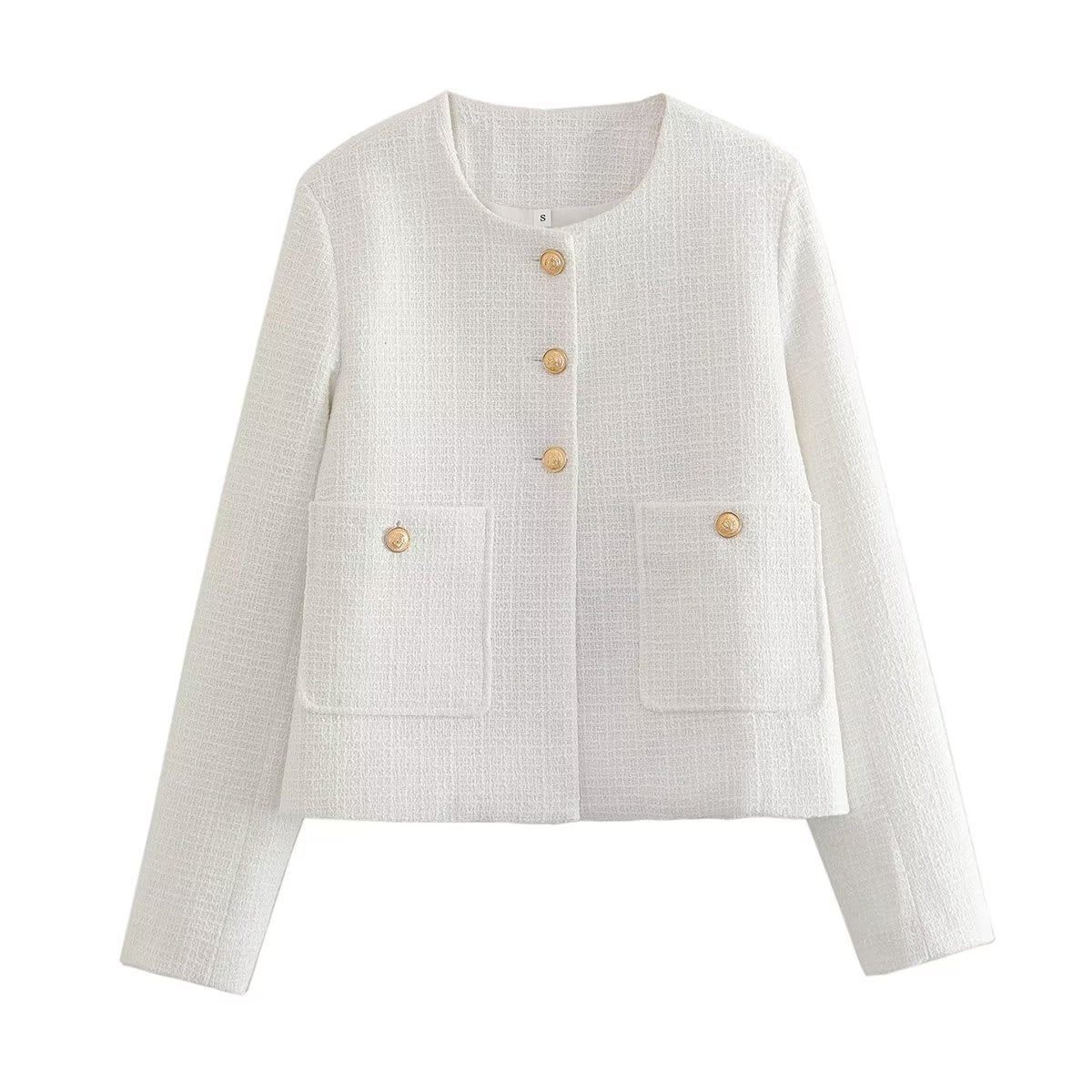 Damen Elegante Kurzjacke mit Knopfverschlüssen und aufgesetzten Taschen Stalluxe