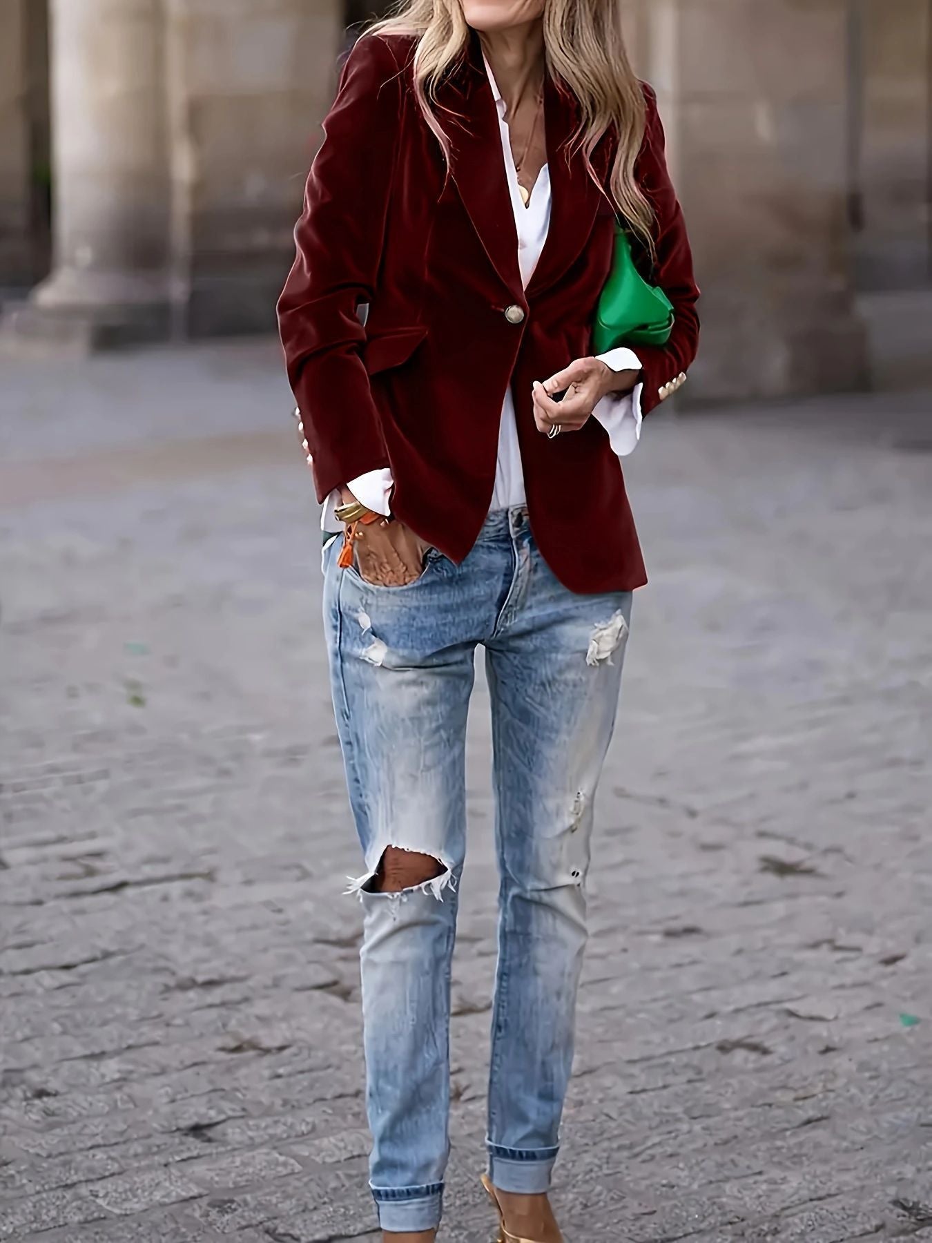 Damen Samt Blazer mit einem eleganten Schnitt Stalluxe