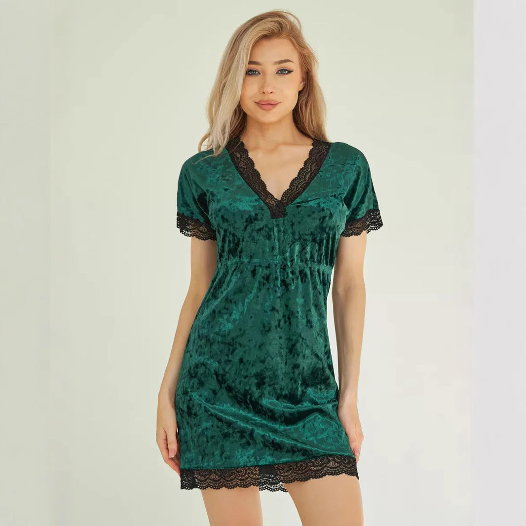 Damen verführerisches Nachthemd mit elegantem Spitzen-Ausschnitt Stalluxe
