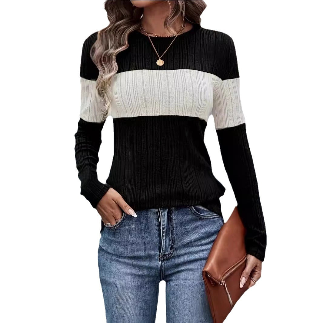 Damen Rippstrickpullover mit Farbblockmuster Stalluxe