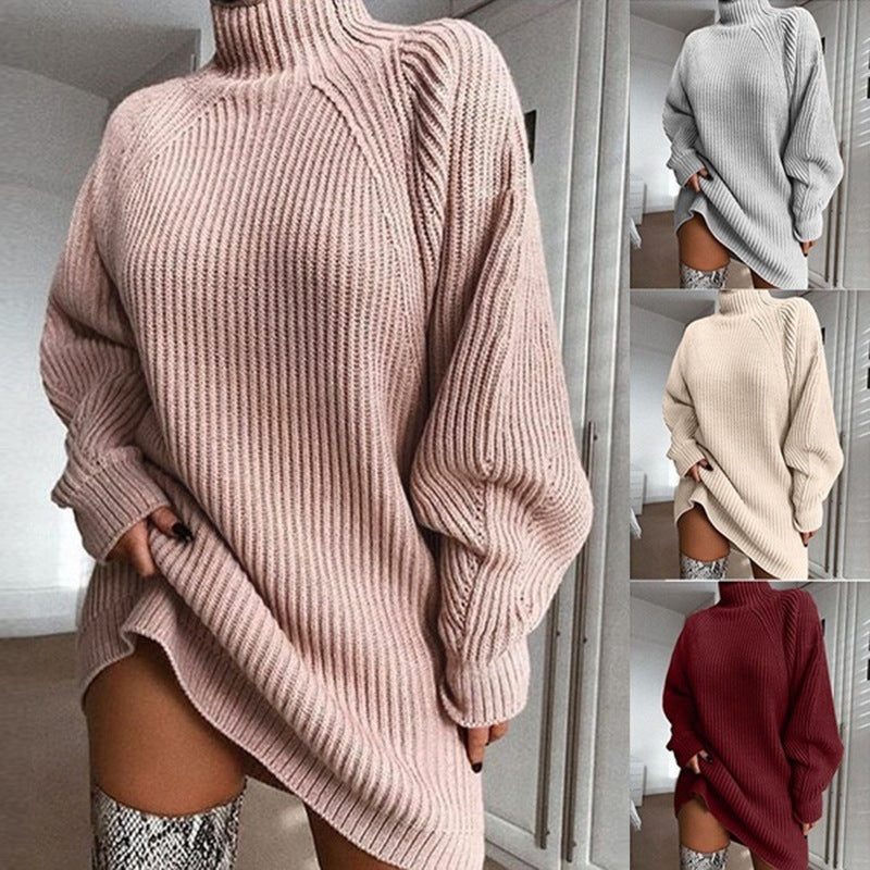 Damen Grobstrick-Pullover mit hohem Kragen Stalluxe