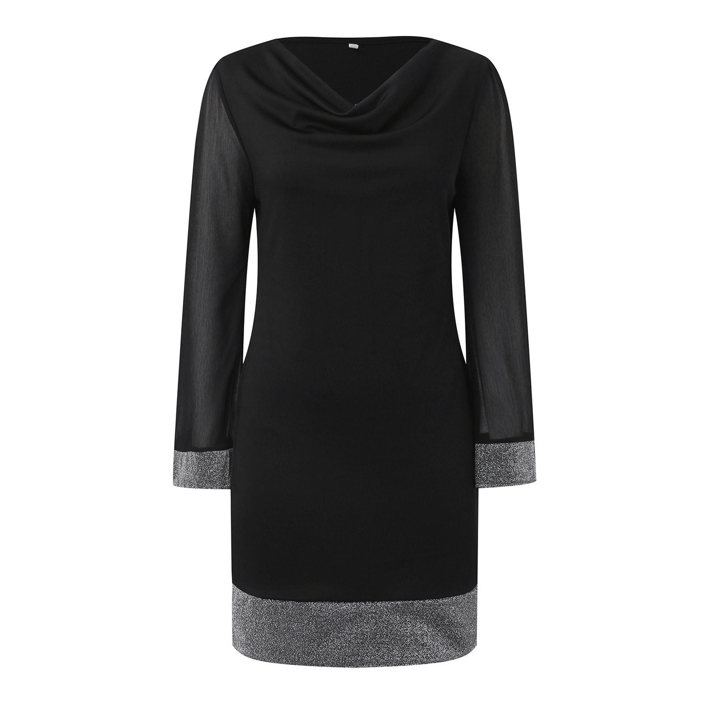 Damen Glamouröses Minikleid mit transparenten Ärmeln und funkelnden Akzenten Stalluxe