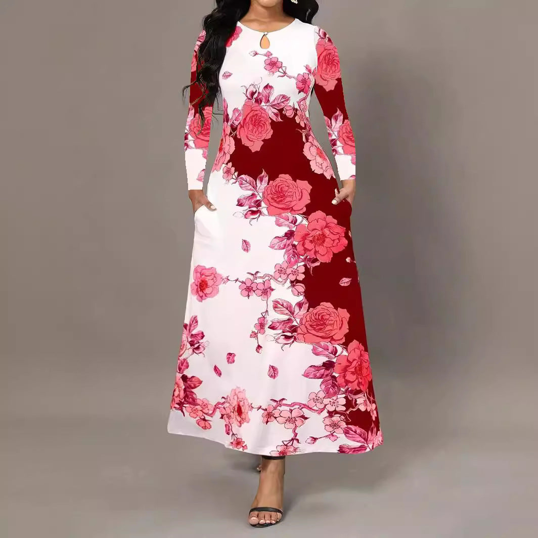 Damen Maxikleid mit floralen Mustern Stalluxe