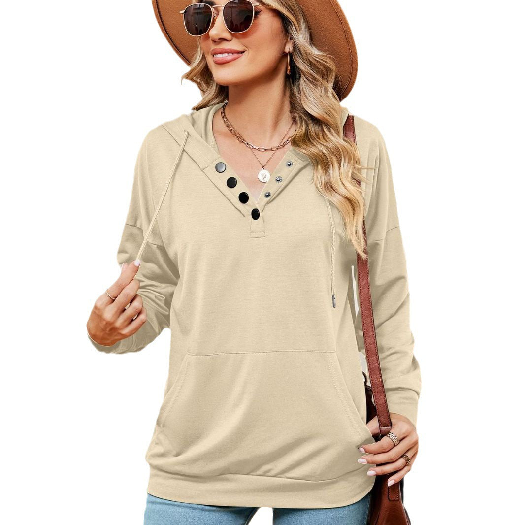 Damen Kapuzenpullover mit modischen Knopfdetails Stalluxe