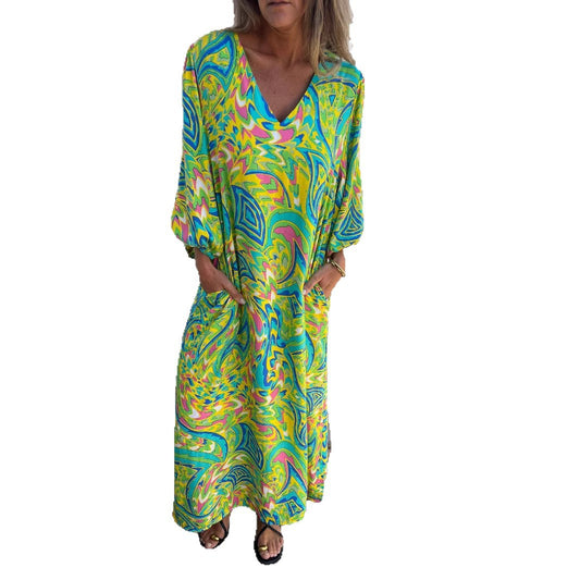 Women's Vibrant Print Maxi Dress Stalluxe