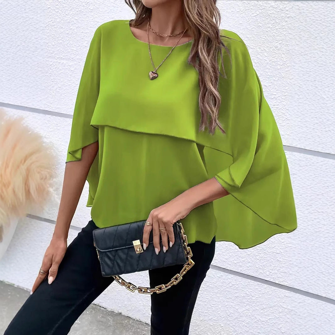 Damen elegante Bluse mit fließendem Schnitt Stalluxe