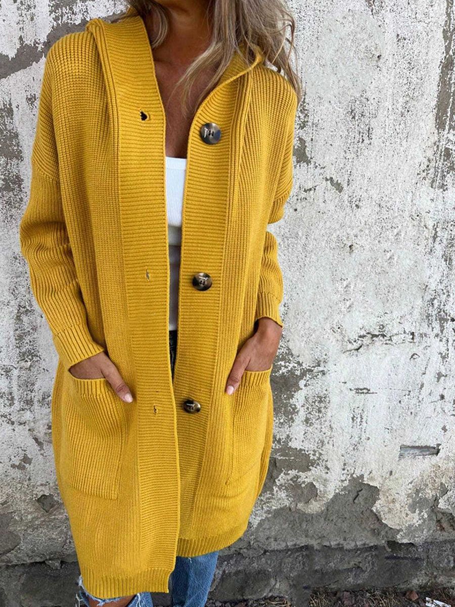 Damen Strickjacke mit Kapuze und Knöpfen Stalluxe