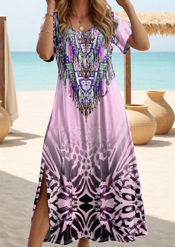 Damen Maxikleid mit auffälligem Paillettenbesatz und floralem Muster Stalluxe