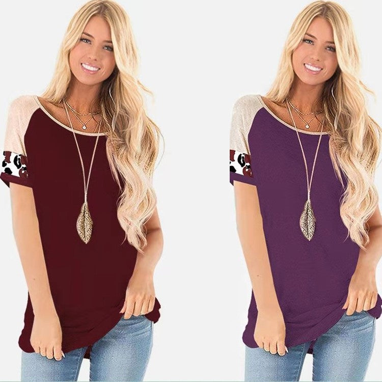 Damen modisches Kurzarm-Oberteil mit buntem Ärmel-Design Stalluxe