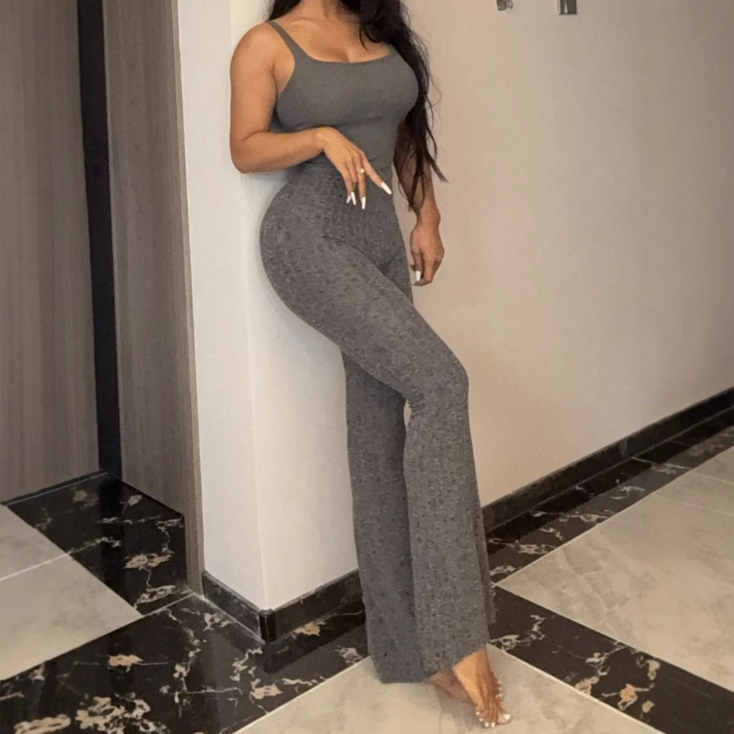 Damen Set mit figurbetontem Oberteil und weit geschnittener Flared-Hose Stalluxe
