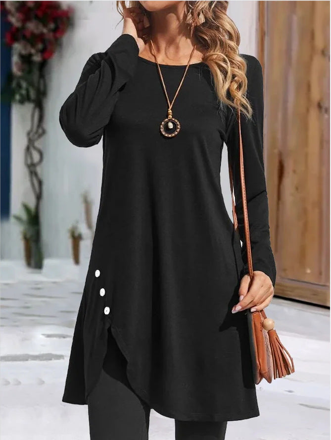 Damen modisches Longsleeve-Tunika mit verspielten Knopfdetails Stalluxe