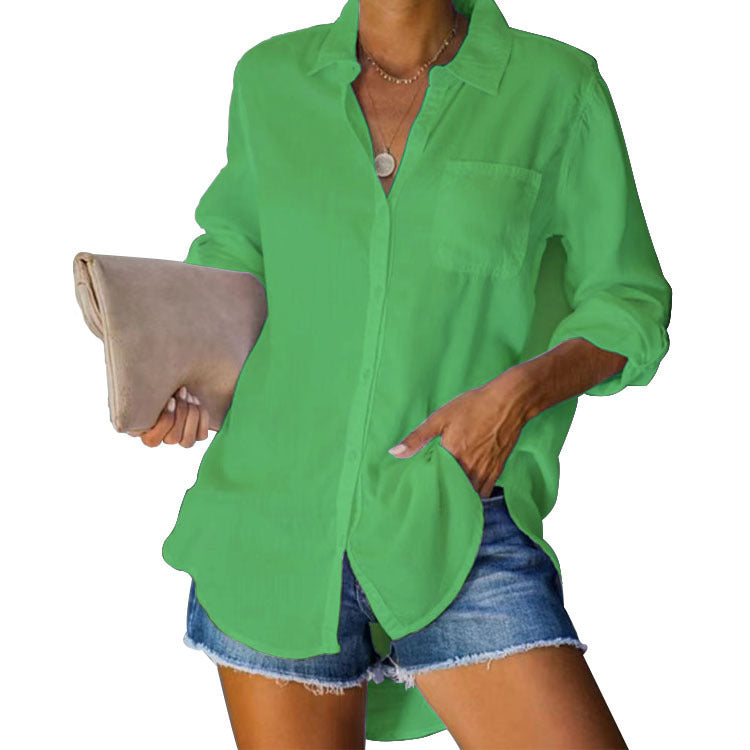 Damen lässige Bluse mit entspannter Passform und praktischer Brusttasche Stalluxe