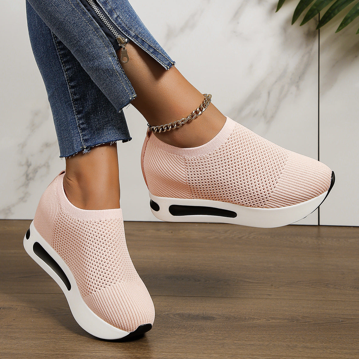 Damen atmungsaktive Wedge Sneakers Stalluxe