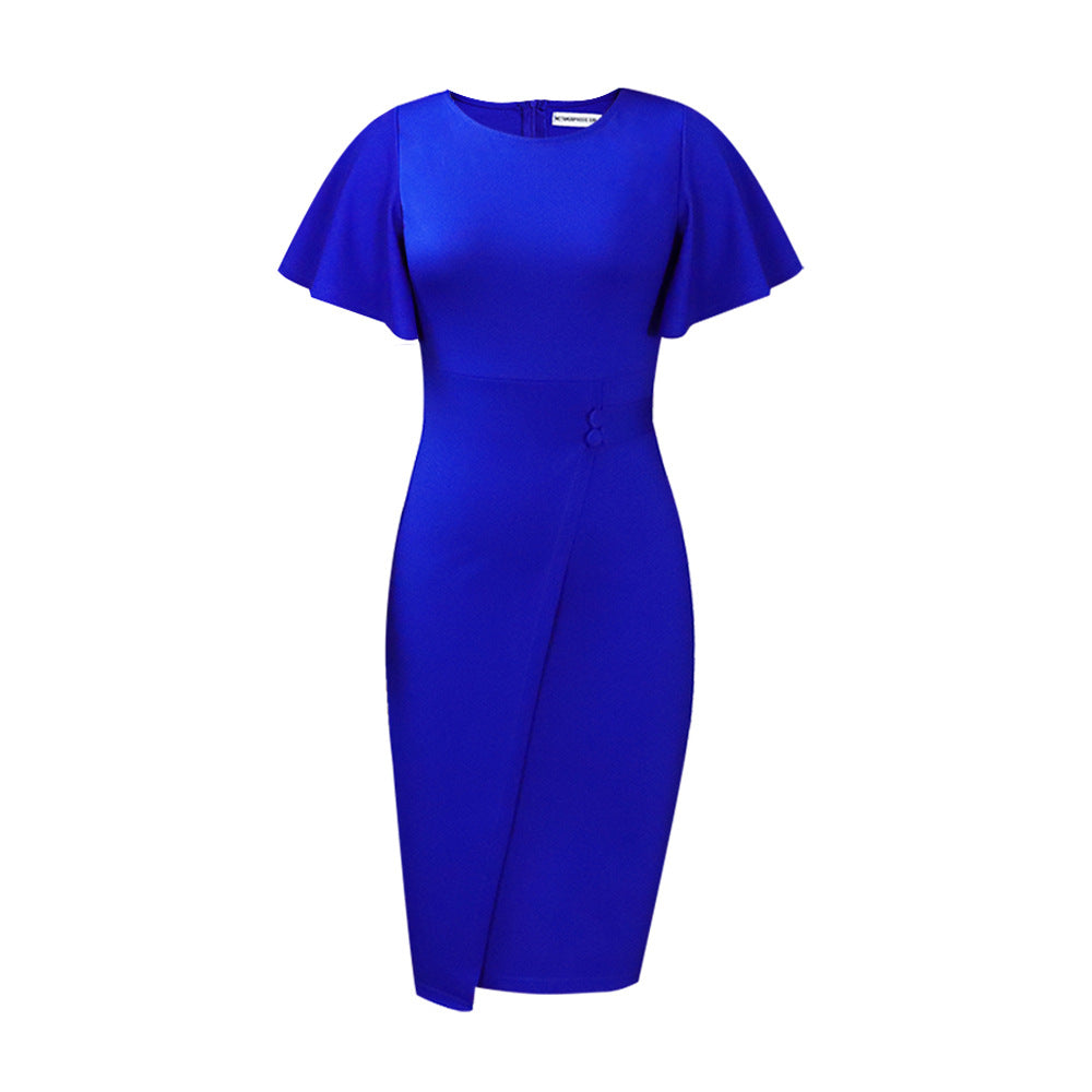 Damen Elegantes Wickelkleid mit Rüschenärmeln und taillierter Silhouette Stalluxe