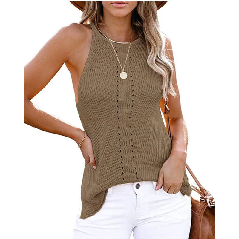 Damen luftiges Sommerstricktop mit elegantem Racerback-Design Stalluxe