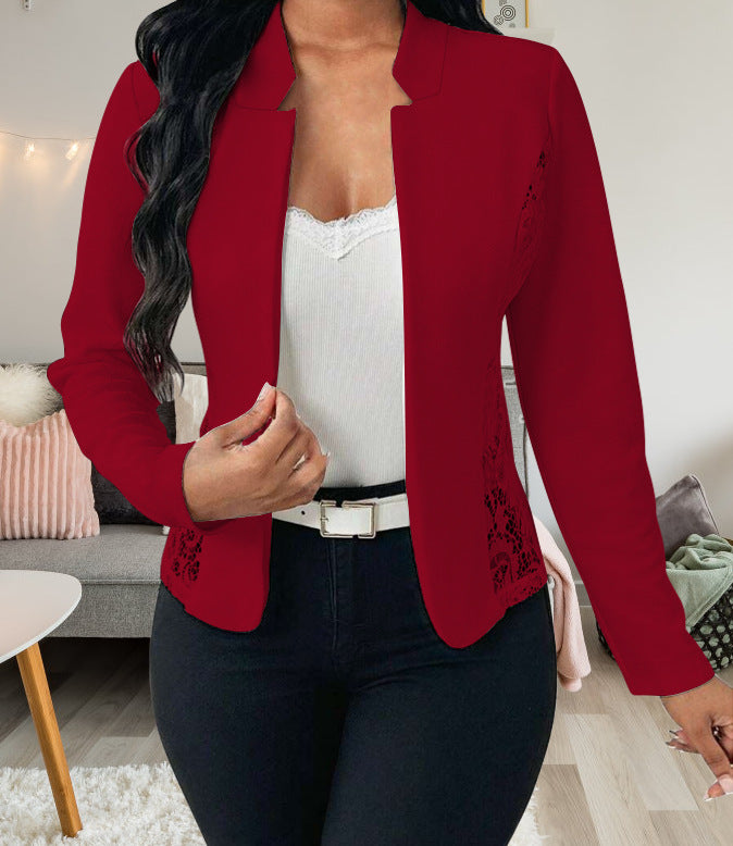 Damen Elegante Blazerjacke mit feinen Häkelverzierungen Stalluxe
