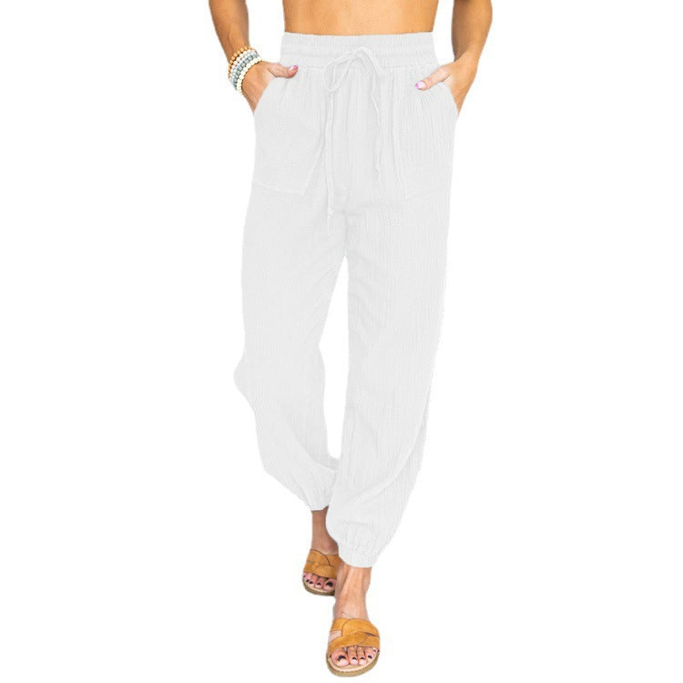 Damen luftige Freizeithose mit elastischem Bund und seitlichen Taschen Stalluxe