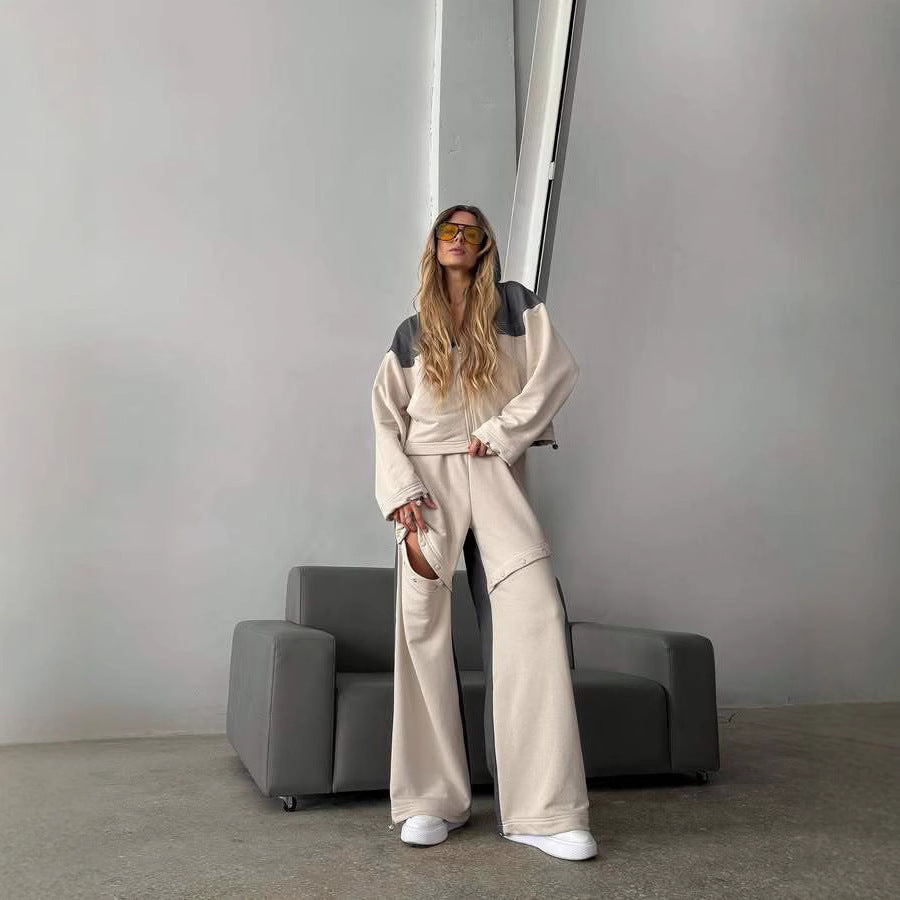 Damen sportliches Set mit modischem Farbblock-Design und lässiger Passform Stalluxe