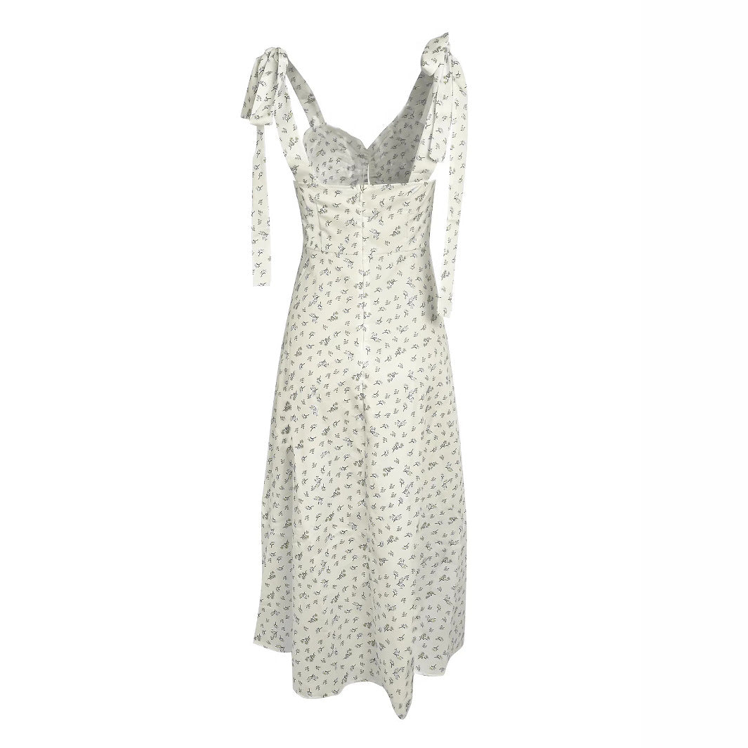 Damen Elegantes Sommerkleid mit filigranem Blumenmuster und raffinierten Riemen Stalluxe