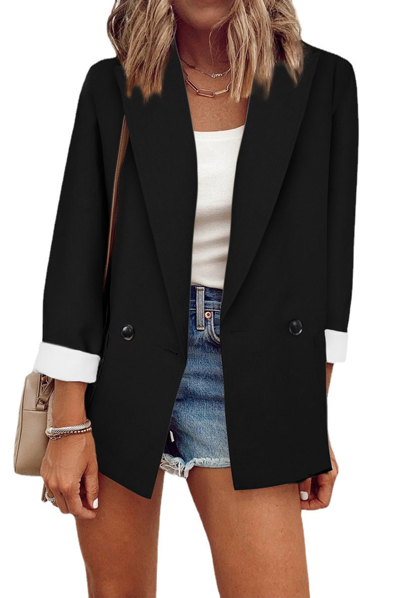 Damen modischer Blazer im Oversized-Schnitt mit tiefen Taschen und umgeschlagenen Ärmeln Stalluxe