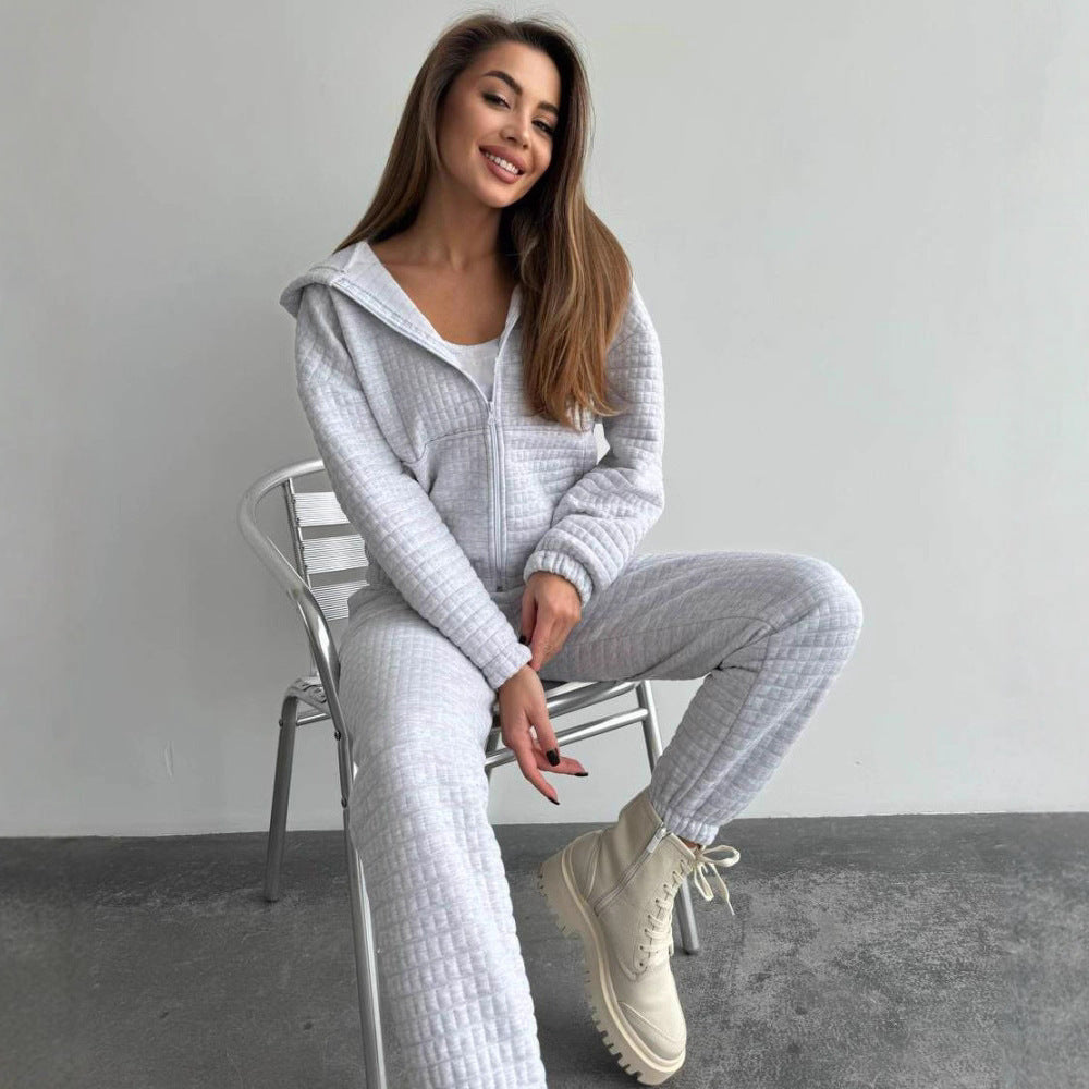 Damen modisches Freizeitset mit gepolstertem Oberteil und elastischer Hose Stalluxe