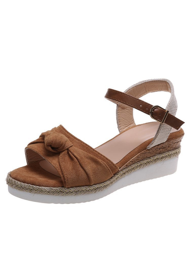 Damen Wedge-Sandalen mit verstellbarem Riemen und elastischem Einsatz Stalluxe