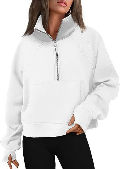 Damen Trendy Fleecepullover mit Stehkragen und Zipper Stalluxe