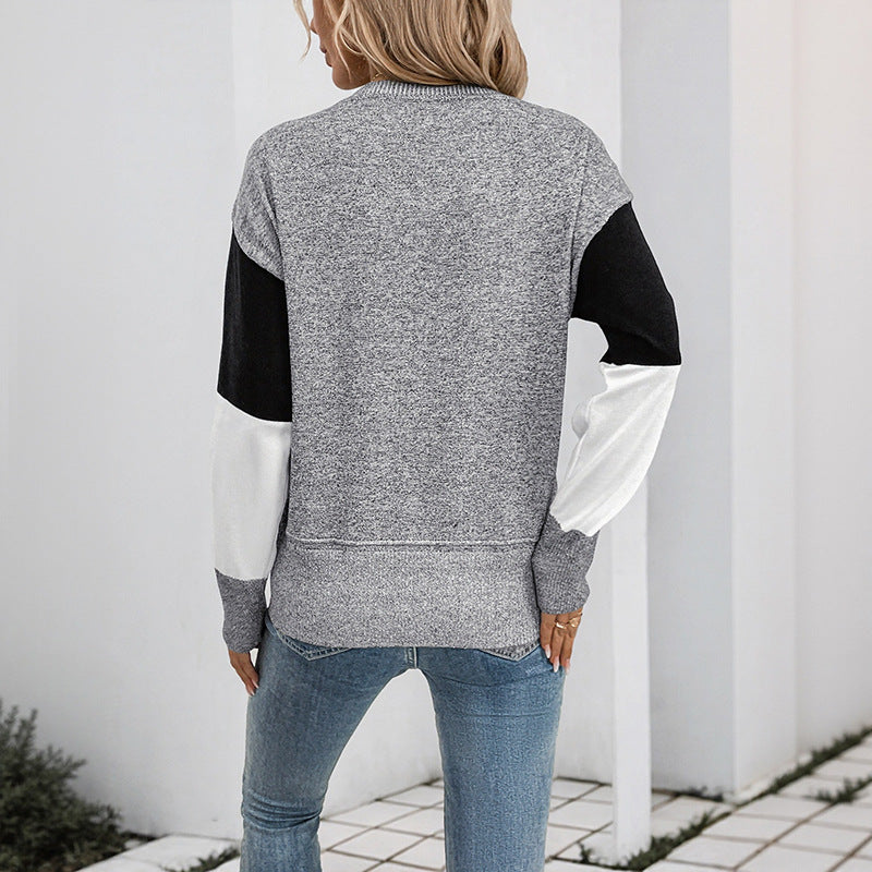 Damen modischer Pullover mit geometrischem Farbblockdesign Stalluxe