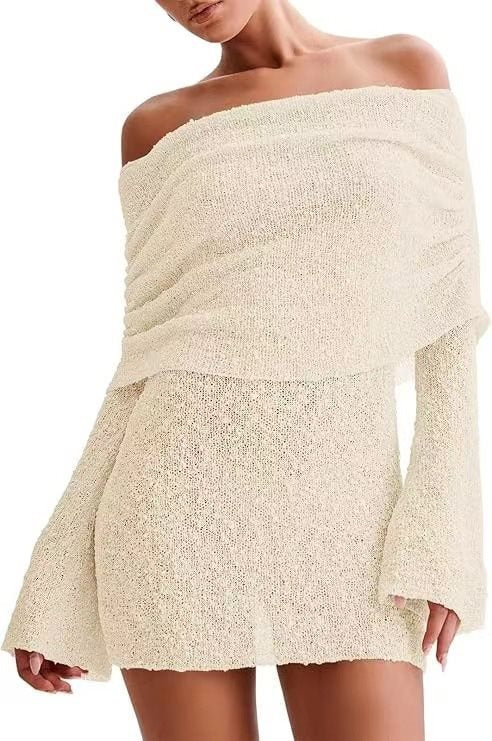 Damen Schulterfreies Minikleid mit glitzerndem Effekt und Übergröße Stalluxe