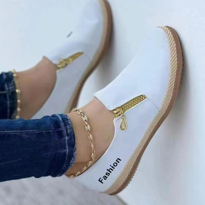 Damen modische Slip-On Schuhe mit dekorativem Reißverschluss Stalluxe