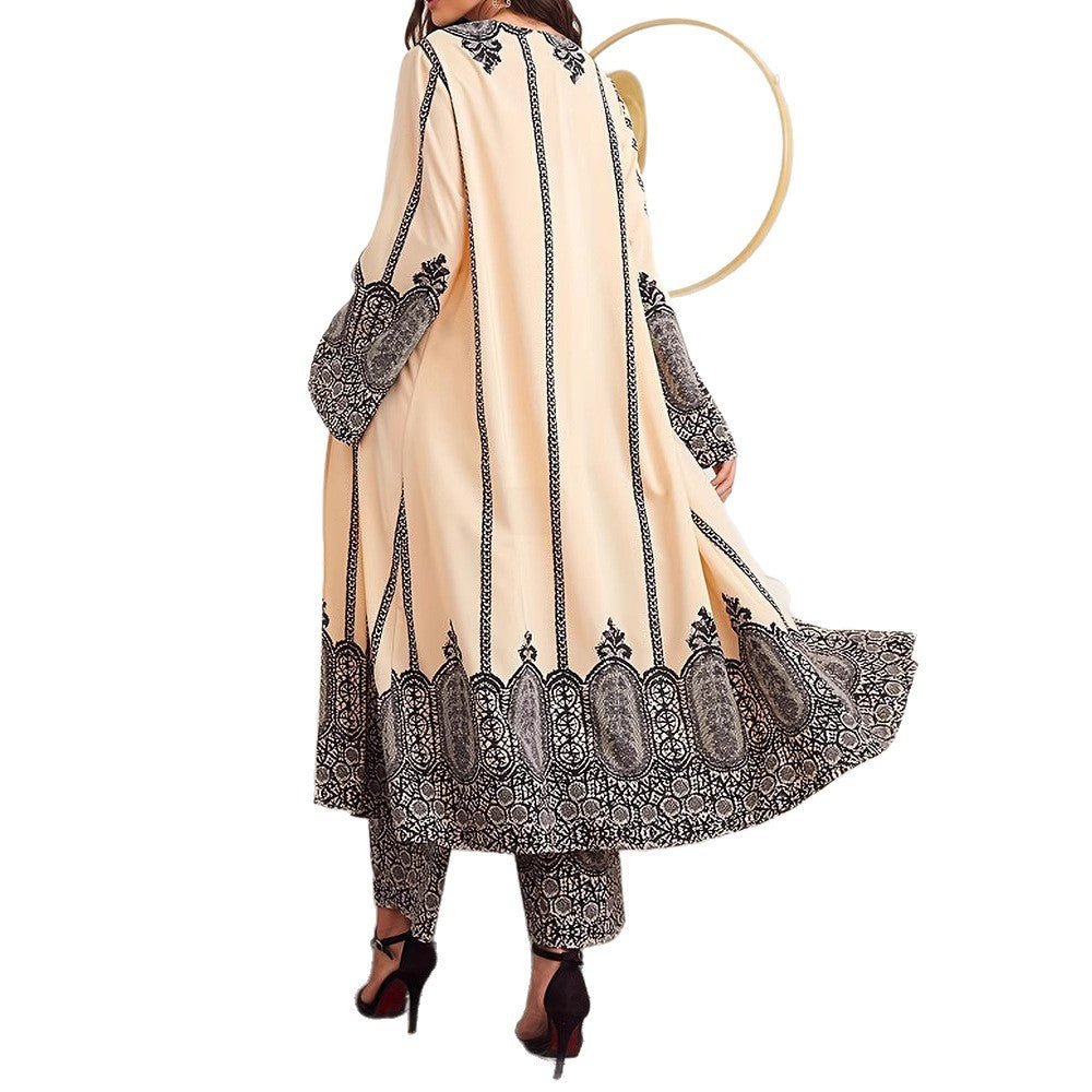 Damen langer Kimono mit filigranem Muster Stalluxe