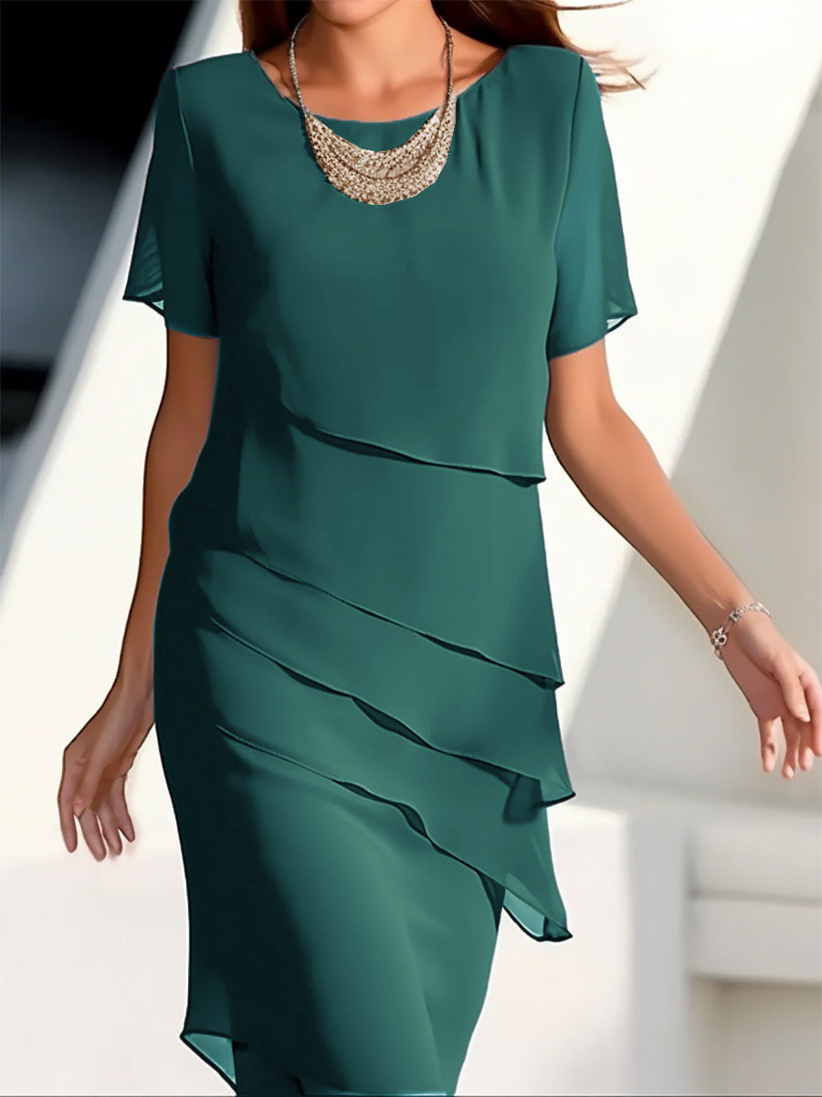 Damen Elegantes und fließendes Kleid mit Layering-Effekt Stalluxe