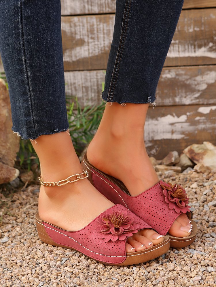 Damen modische Zehentrenner-Sandalen mit floralem Design und ergonomischem Komfort Stalluxe