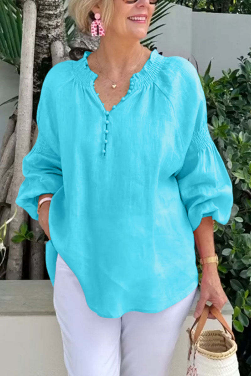 Damen luftige Bluse mit Smock-Ärmeln Stalluxe