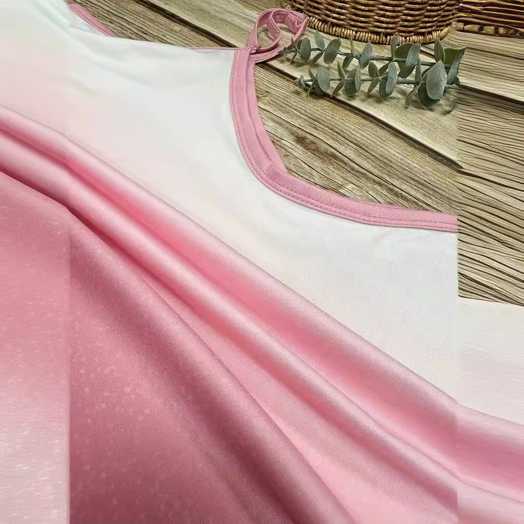 Damen Maxikleid mit sportlichem V-Ausschnitt und modischem Farbverlauf Stalluxe