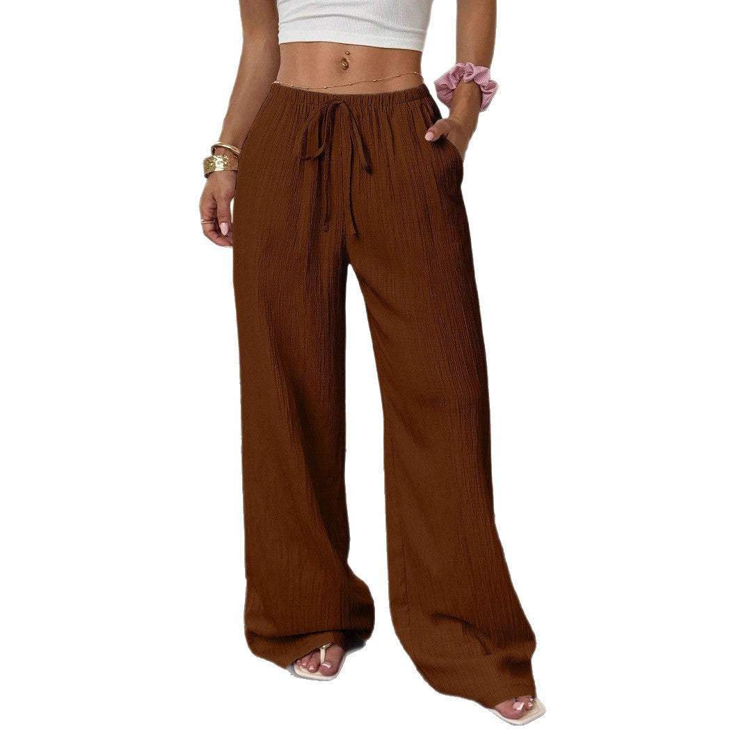 Damen Weite Hose mit elastischem Bund und seitlichen Taschen Stalluxe