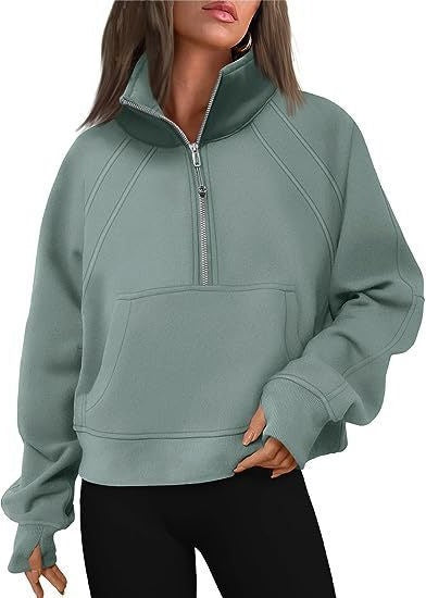 Damen Trendy Fleecepullover mit Stehkragen und Zipper Stalluxe