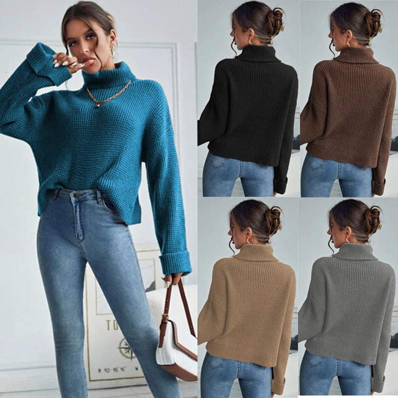 Damen Hochwertiger Strickpullover mit hohem Kragen und strukturiertem Design Stalluxe