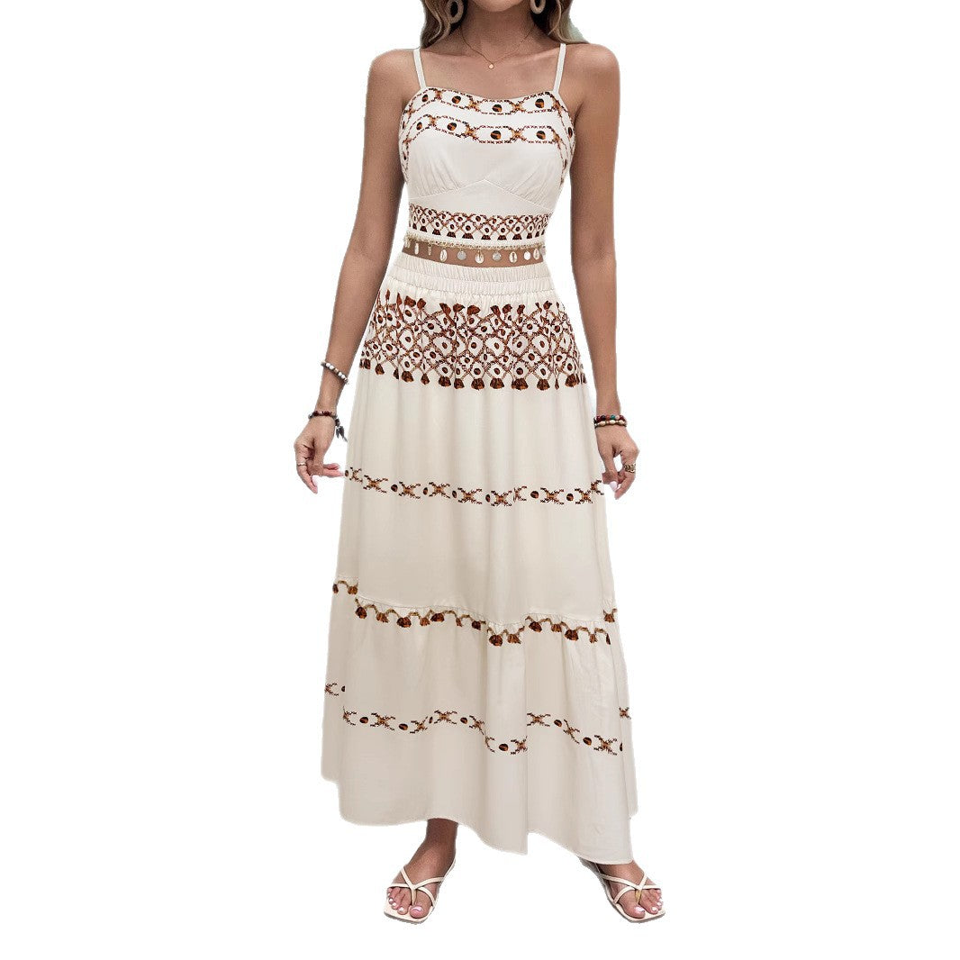 Damen Maxikleid mit zartem Stickmuster und luftiger Silhouette Stalluxe