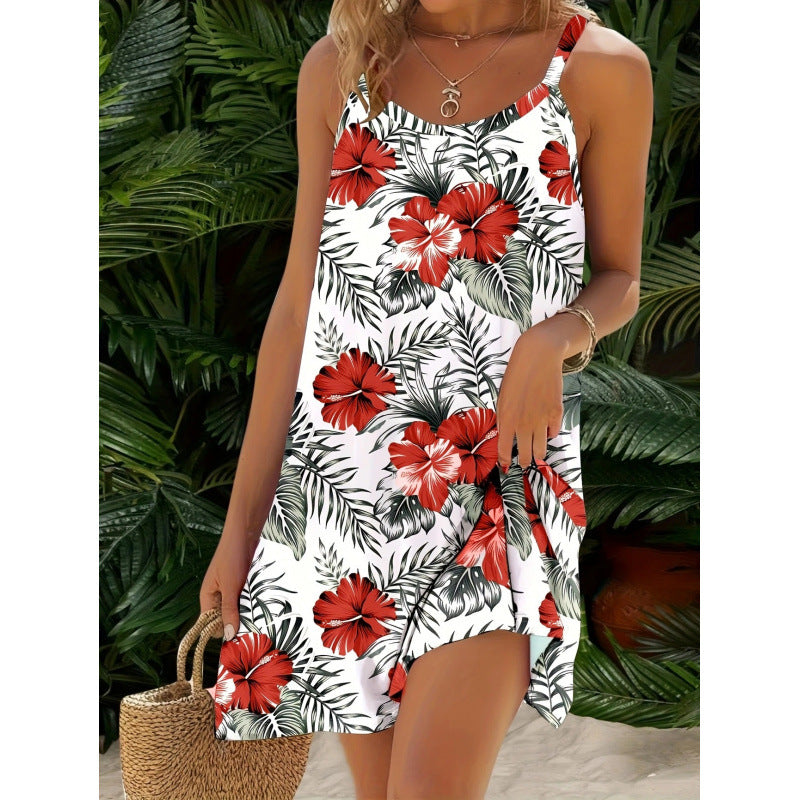 Damen Relaxed Fit Tropenprint Kleid Stalluxe