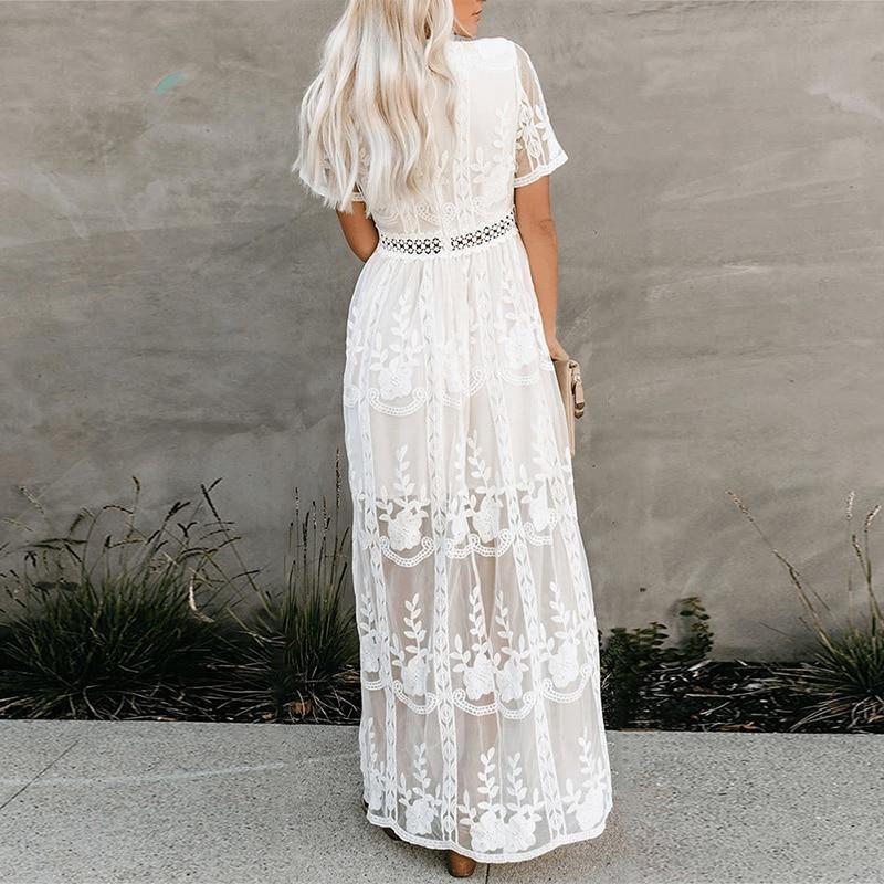 Women's Elegant Embroidered Maxi Dress Stalluxe