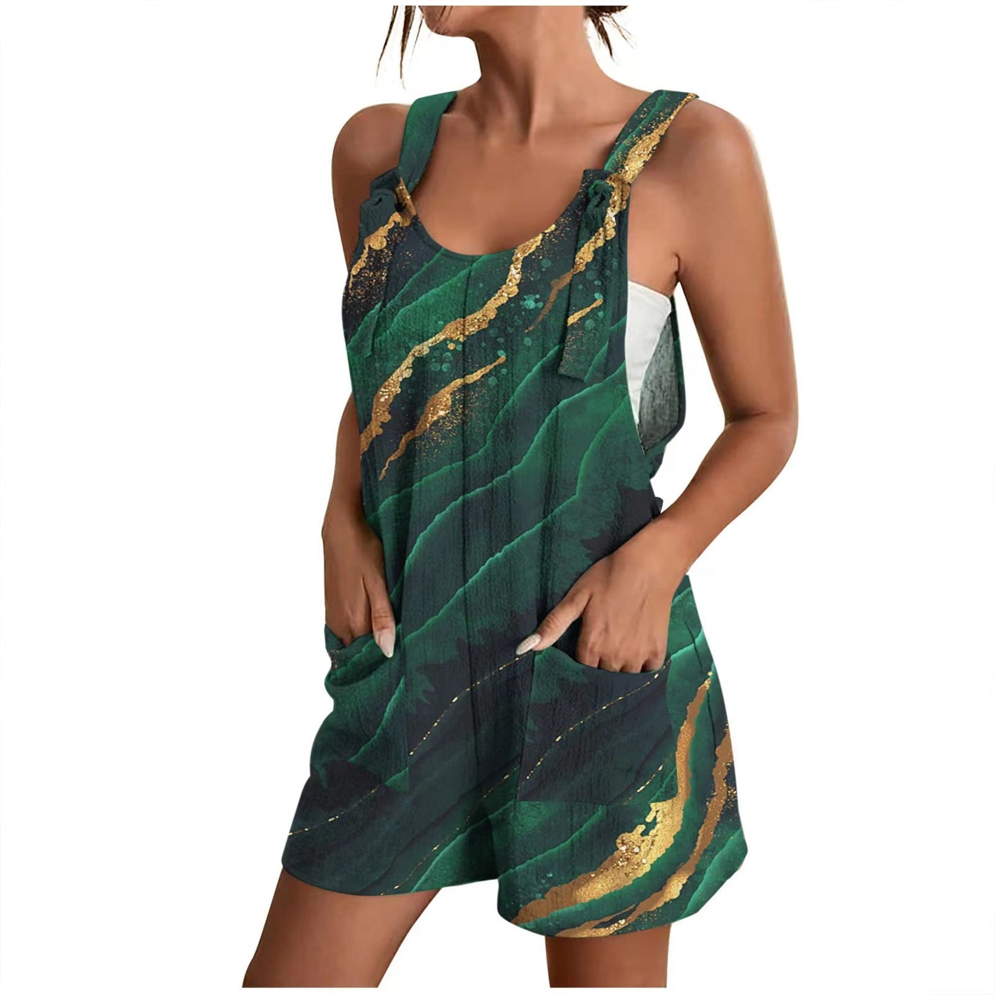 Damen Lässiger Sommeroverall mit floralem Print und praktischen Taschen Stalluxe
