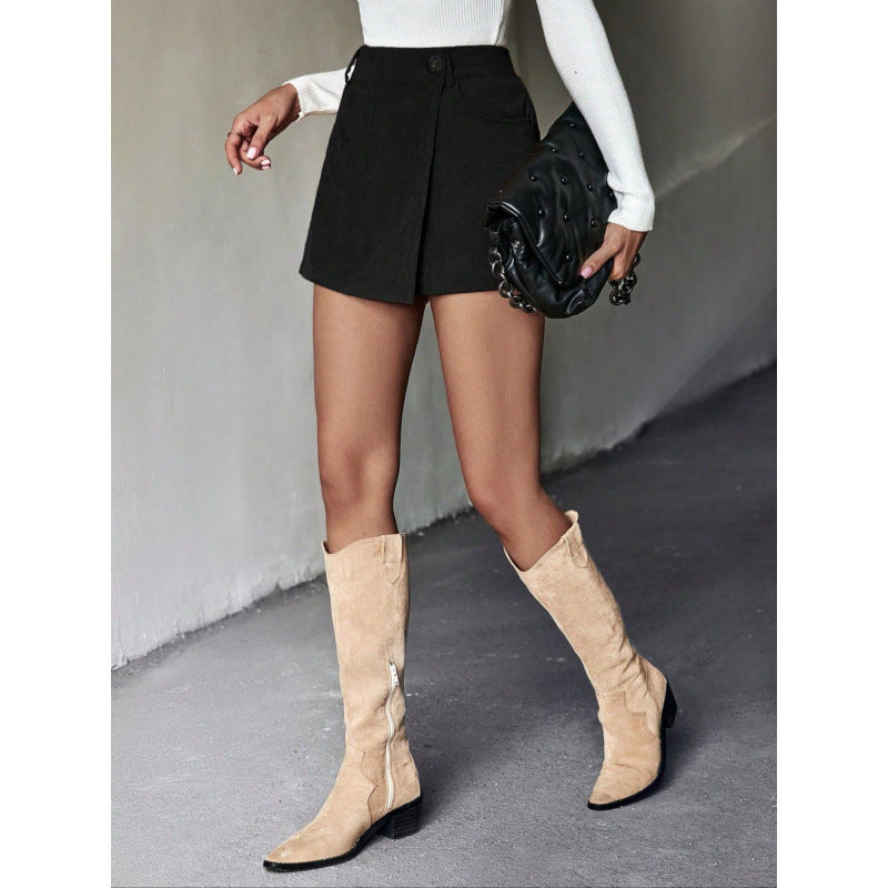 Damen Minirock mit asymmetrischem Schnitt und Knopfdetails Stalluxe