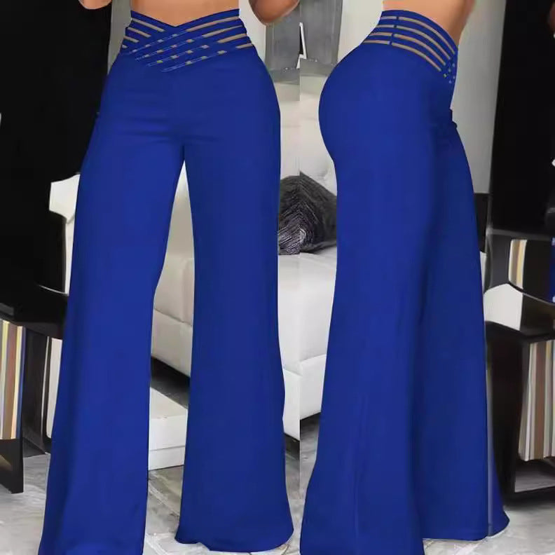 Damen Elegante Palazzo-Hose mit trendigem Netzbund Stalluxe