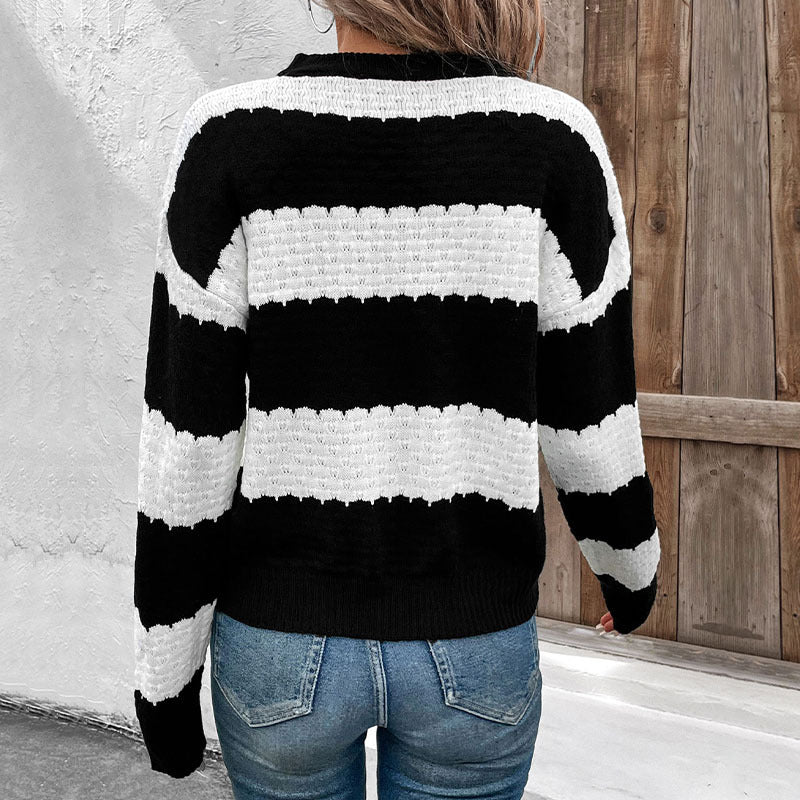 Damen gestreifter Strickpullover Stalluxe